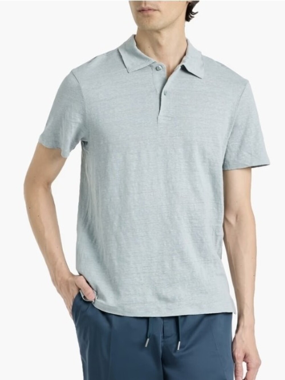 Sandro Mens Blue Linen Beach Short Sleeve Polo NWT Size XXL $190